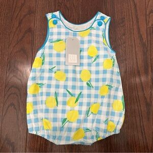 Lil Cactus Lemon Print Blue gingham bubble size 18-24m NWT